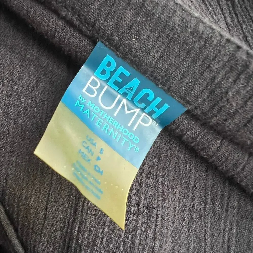 Beach Bump Black Maternity V Neck Beach Coverup‎
